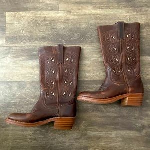 Frye Leather Austin Flower Boots